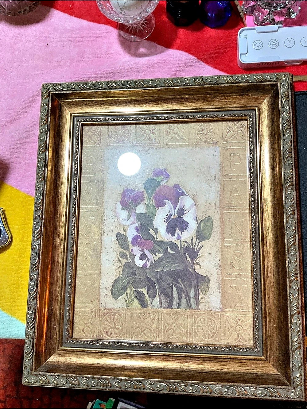 Framed Floral Print Brown & Purple